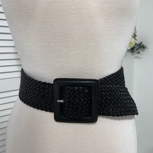 Banana Republic Black Thick Basket Weave Belt Size XS